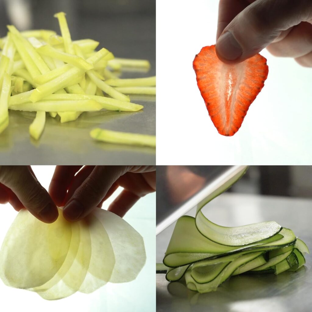 tipos de corte con mandolina de cocina